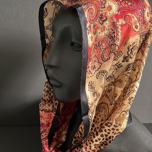 Oscar de la Renta Vintage Animal Print Silk Paisley Scarf - Korea